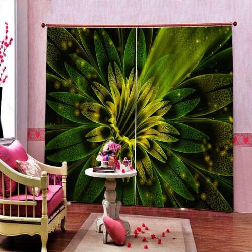 Photo Custom firefly 3D Curtains Digital Print For Girls Room Living room Green flowers Blackout Window Drapes Decor Sets