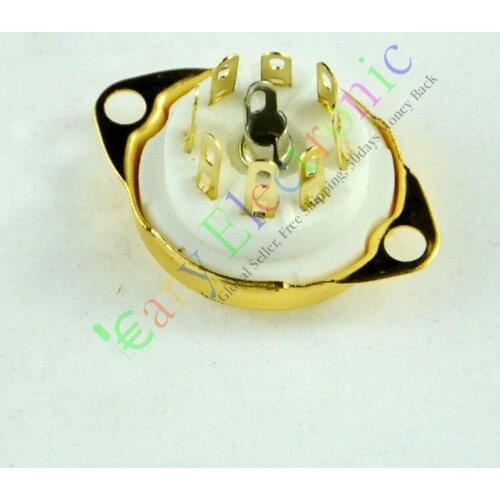Wholesale and retail 4pc gold 8pin Ceramic vacuum tube socket valve base fr ECC40 audio amp DIY PARTS free shipping