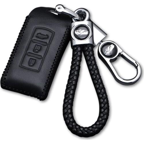 Leather Key Fob Shell Cover Case Car Remote Key Holder Protector For Mitsubishi Outlander 2019 Car-styling