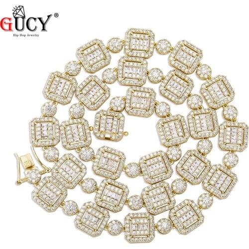 GUCY Fashion 12mm Miami Cuban Chain Choker Necklace High Quality Iced Out Cubic Zirconia Hip Hop Jewelry Gift For Men