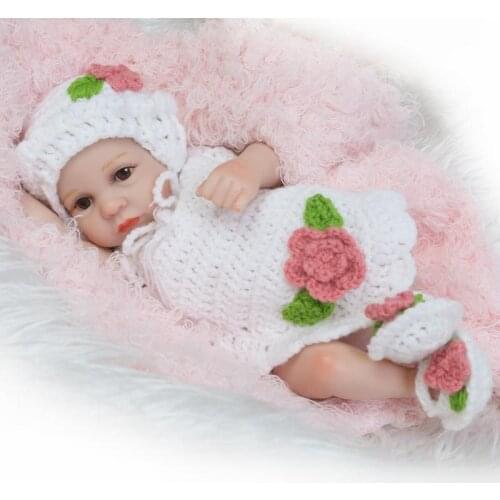 Mini poupee Full silicone reborn baby girl dolls 26cm cute reborn babies dolls bebe alive reborn bonecas bathe toy doll