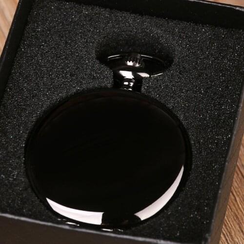 Fashion Black Polish Smooth Quartz Pocket Watch 37cm Chain Pendant Fob watch Men Women Gifts Fob Watch