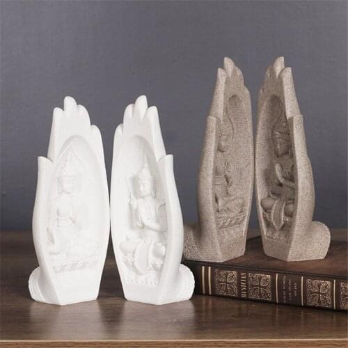 MRZOOT2Pcs small Buddha statue monk statue come to India yoga statue hand sculpture home decoration accessories Mandala