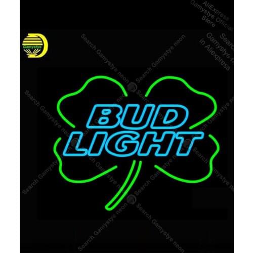 NEON SIGN For Budlight Shamrock NEON Bulbs Sign Lamp GLASS Neon Light Signs for Store Real Glass Neon Pub Bar Signs Night Bar