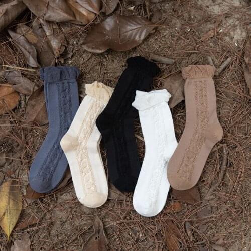 10 Pairs Women Socks JK Girls Socks Cotton Bubble Lace Socks Solid Colors Socks Lolita Stockings Ladies Girls