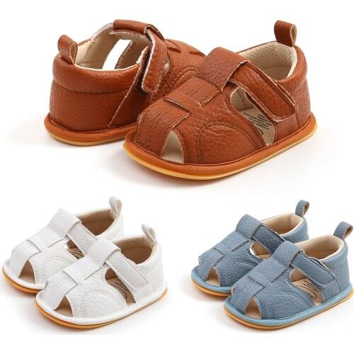 Summer New Baby Toddler Infant Sandals Sneakers PU Leather Unisex Boys Girls First Walker Shoes Solid Color Soft Sole Shoes