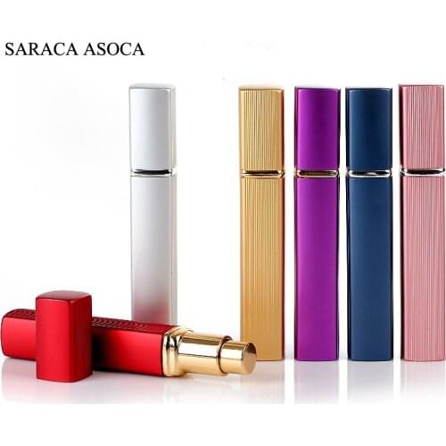 New Wholesale 30pcs/lot 12ml Metal Case Glass Inner Perfume Spray Bottle Aluminum Nozzle Refillable Bottles