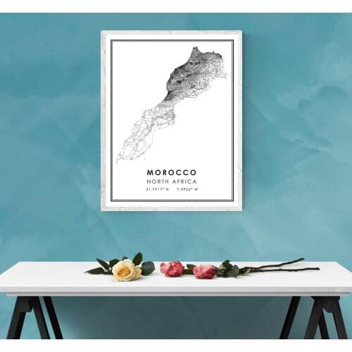 Morocco Map Print Poster Canvas | Morocco Street Map | Morocco City Map Print Poster Canvas