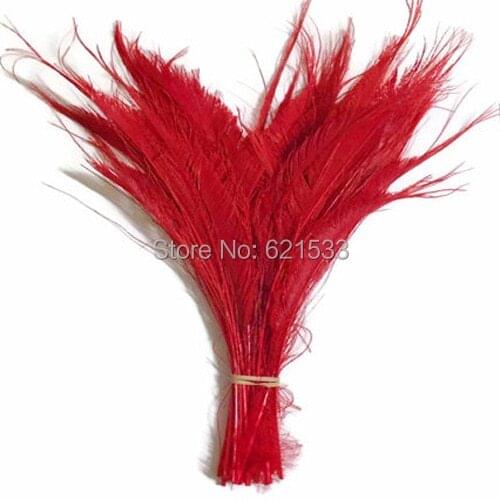 Peacock Feathers,100Pcs/Lot!25-30cm long- RED Bleached Peacock Swords Cut Wholesale Feathers,red feathers