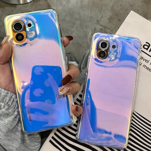 Luxury Rainbow Laser Gradient Phone Case For Xiaomi 10 Lite 10S 11 Pro Ultra Redmi Note 9 8 Camera Protection Bumper Back Cover