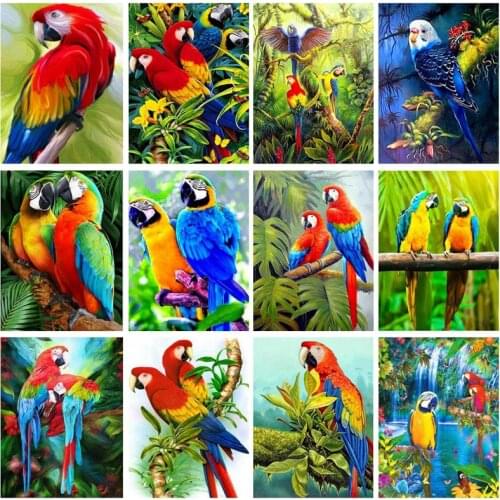 DIY Diamond Embroidery Full Square/Round Diamond Painting Parrot Pictures Rhinestones Bird Diamond Mosaic Art Cross Stitch