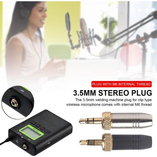 Stereo Solder Plug All-metal Female 3.5MM Stereo Plug with Internal M6 Thread for Wireless Microphone