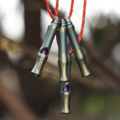 Titanium Emergency Whistle with Loud Sound up to 105 decibels for Emergency Survival Life Saving Hiking Camping and Pet Training