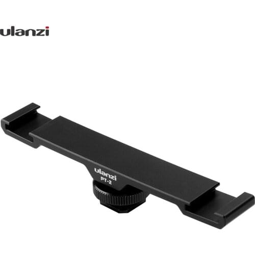 Ulanzi PT-2 Double Hot Shoe Mount Extension Bar Dual Bracket for DV DSLR Camera Smartphone Mic LED Light