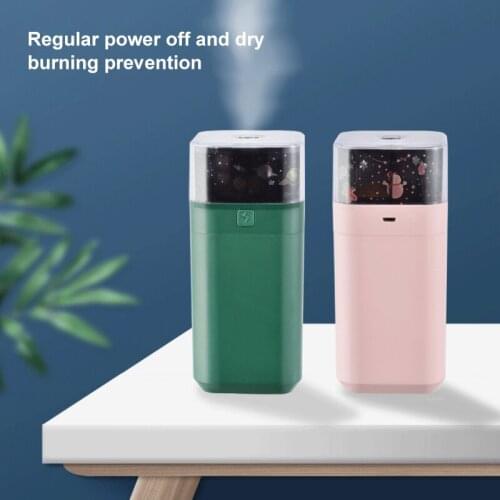 New Portable Air Humidifier With LED Starry Sky Projection Lamp USB Air Purifier Essential Oil Aroma Diffuser For Car Home