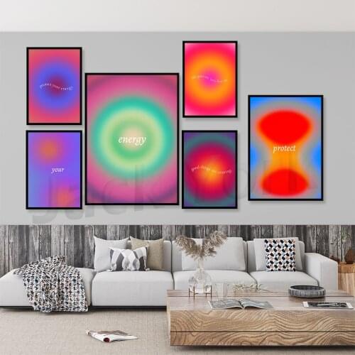 Protect Your Energy, Aura Poster, Retro Gradient Poster, Psychedelic Decor, Aesthetic Decor, Mindful - DIGITAL PRINT