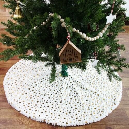 Star Christmas Tree Skirt Plush Xmas Tree Christmas Ornament Carpet Floor Mat New Year Decor Christmas Tree Decoration 90/130CM