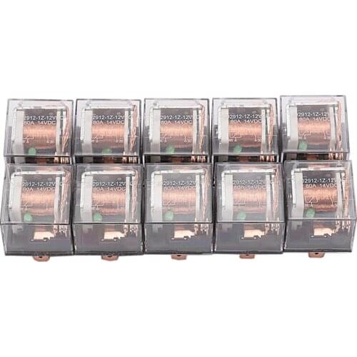 10Pcs Waterproof Automotive Relay 12V 80A 5Pin Car Control Device Car Relays High Capacity Switching Car Accessories