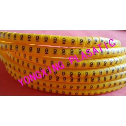 100pcs/box EC-1 2.5mm2 different number 8 9cable marker yellow color