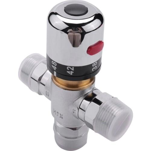 Solid Copper 3-Way Thermostatic Mixing Valve 3/4 Inch Solar Water Heater Valve Regulating Temperature Control Valve