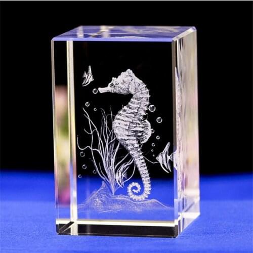 3D Laser Engraving Hippocampus Crystal Decoration Home Decoration Accessories Wedding Children Gift Fengshui Crafts