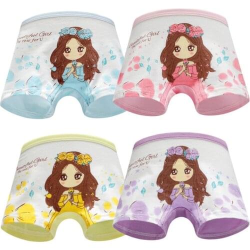 4 Pcs/lot New Children Cotton Panties Girls Underwear Cute Cartoon Printed Baby girls Kids Boxers Briefs Soft Panties for Girl