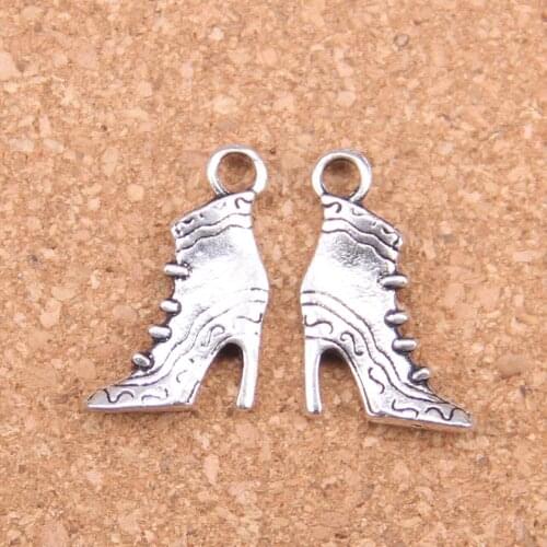 10pcs Charms high heeled ladies boots shoes 23x15mm Antique Pendants,Vintage Tibetan Silver Jewelry,DIY for bracelet necklace