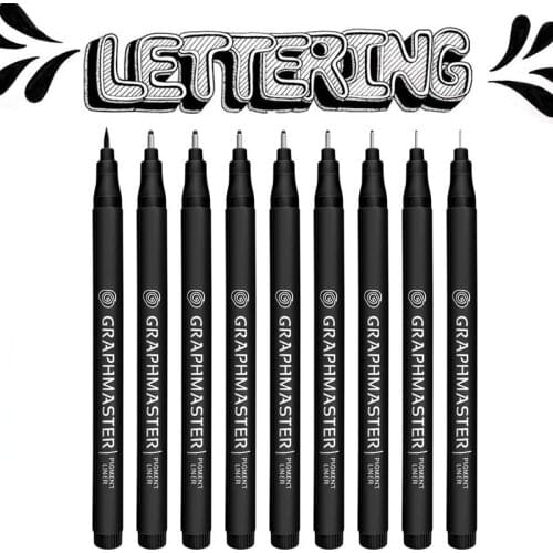 6/9 Pcs/Set Drawing Liner Black Ink Liners for Drawing Waterproof Micron Pen for Lettering/Calligraphy Marker Set Stationery