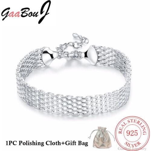 925 Sterling Silver Lucky Bracelets Cuff Charm Braided Bracelet Chain Bangle Women Ladies Girls Jewelry Gift Silber Pulseiras