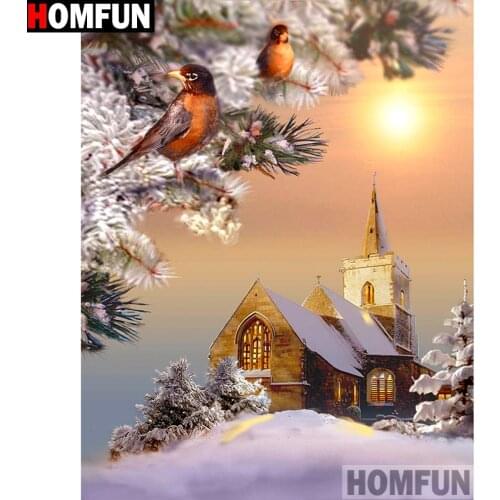 HOMFUN Full Square/Round Drill 5D DIY Diamond Painting "Bird house" 3D Embroidery Cross Stitch 5D Home Decor A15203