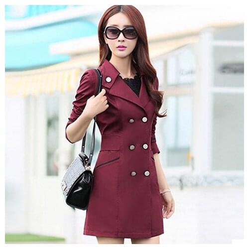 AYUSNUE Long Trench Coat for Women Windbreaker Korean Slim Spring Autumn Coats Female Black Sobretudo Feminino 2020 KJ2365