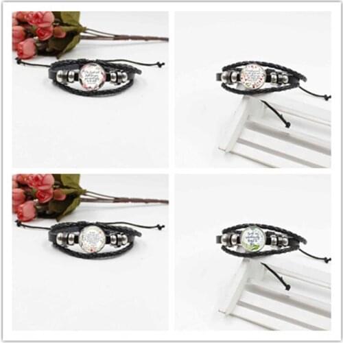 Bible Poetry Crystal Glass Bracelet Braided Leather Bracelet Belief Gift
