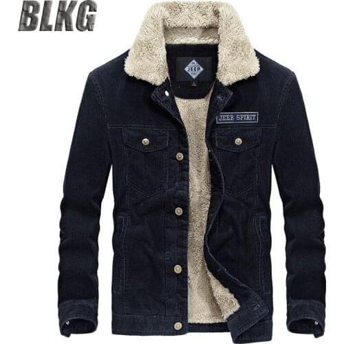 Brand Winter Jacket Men Parkas Coat Thick Warm Wool Liner Winter Coat Men Single Breasted Windbreaker Corduroy Men Jacket M-XXXL