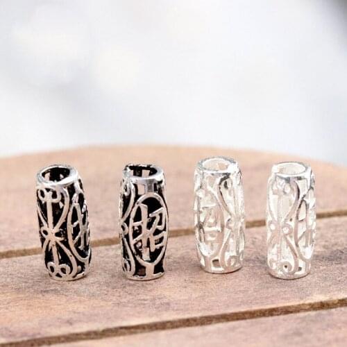 2pcs/lot 100% 925 Sterling Silver Hollow Out Fortune Spacer Beads Bracelets Charm Tube Beads DIY Fine Jewelry Making Findings