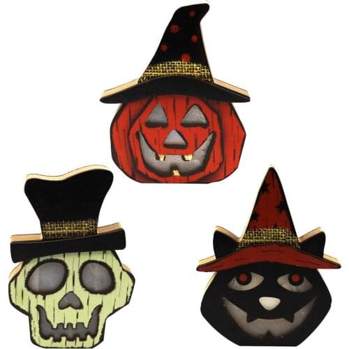 3 Styles Halloween Pumpkin Lantern Creative Wooden Pumpkin Lantern Ghost Festival Decor Cemetery Castle Ghost Dress Up Supplies