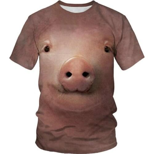 Mens and womens summer short-sleeved top T-shirt, 3D printing beautiful pig pattern style design T-shirt, new summer 2021