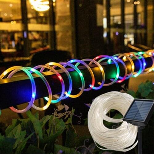 100/200 LEDs Lights night Outdoor Solar Waterproof Rope Tube Garland Solar Powered Rope Tube String Decoration Party Wedding