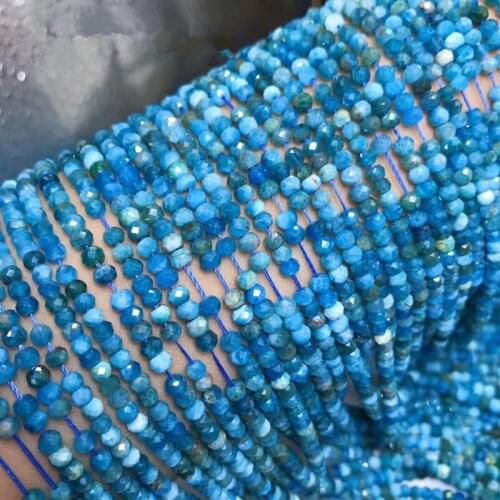 Loose beads faceted roundel Apatite blue 2*3MM 14" for DIY jewelry making FPPJ wholesale beads nature gem stone