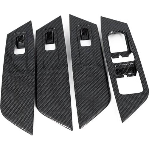 JY ABS Carbon Look Window Lift Switch Button Panel Cover Car Styling Accessories For SKODA KODIAQ 2018