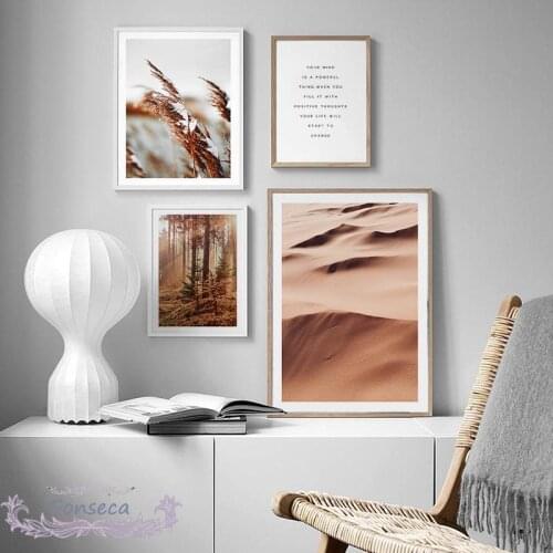 Desert Forest Winter Reed Plant Canvas Painting Nordic Nature Scenery Posters and Print Modern Home Decoration Wall Art Pictures