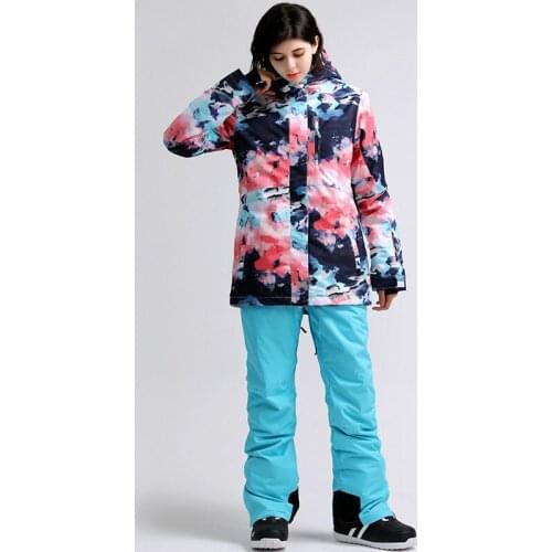 GSOU SNOW Snowboard Suit Women Skiing Jacket Pants Winter Waterproof Windproof Breathable Ski Suit Outdoor Sport Clothing Coat