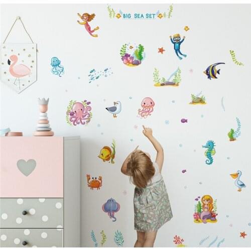 Creative Cartoon Animal Wall Sticker for Kids Room Decoration Decals Nursery Childrens Mural Home Decor Self-adhesive Wallpaper