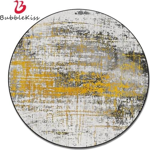 Bubble Kiss Round Carpet Yellow Grey Abstract Art Floor Mat Nordic Style Home Coffee Table Area Rugs Bedroom Anti Slip Foot Pad