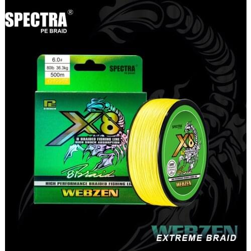 Spectra X8 Fishing Line 100M 300M 500M 8 Strands Braided PE Line Multifilament Carp 18-100LB