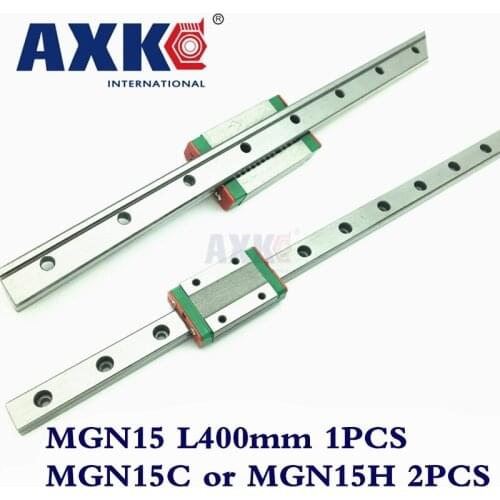 MGN15 Linear Rail Cnc Router Parts AXK New 15mm Miniature Linear Guide Mgn15 L= 400mm Rail + 2pcs Mgn15h or MGN15C Cnc Carriage