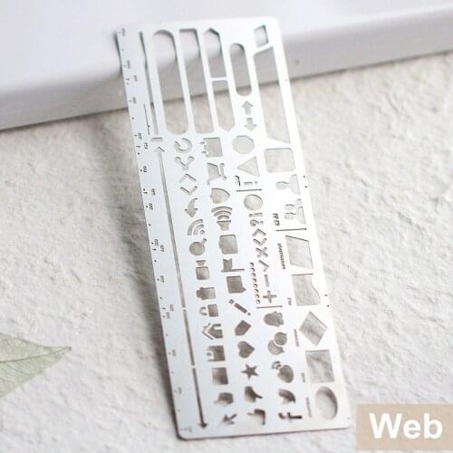 Multifunctional Web Interface UI Design Paper Prototyping Accessory Stainless Steel Stencil Kit Hollow Ruler Bookmark Stationery