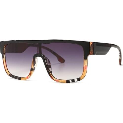 Fashion Brand Design Square Sunglasses Women Vintage Flat Top One Piece Lens Stripe Frame Sun Glasses