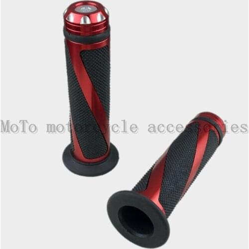 Motorcycle Grips Aluminum & Rubber 7/8'' CNC Handle Bar Hand Grips RED 22MM Grips