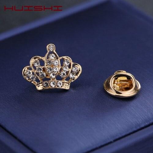 HUISHI Lapel Pin Men Vintage Triangle Shirt Crown Collar Pin For Men and Women Hollowed Out Crown Feather Brooch Corner Emblem