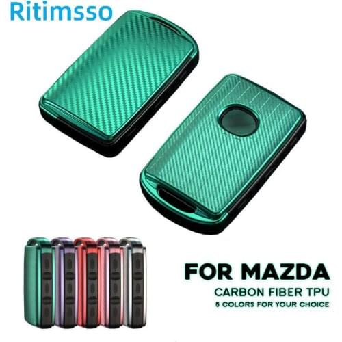 Soft Carbon Fiber TPU Key Fob Case Cover For Mazda 3 2019 2020 Remote Fob Protector 3 buttons accessories